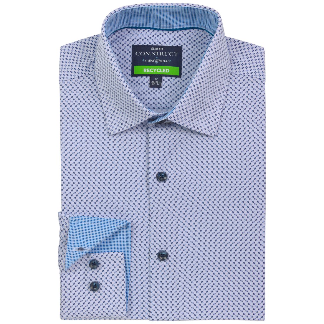 Construct Men's Recycled Slim Fit Zig Zag Performance Stretch Cooling Comfort Dress Shirt