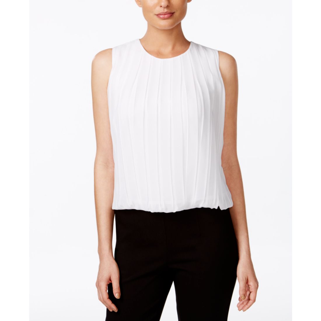Calvin Klein Sleeveless Pleated Blouse