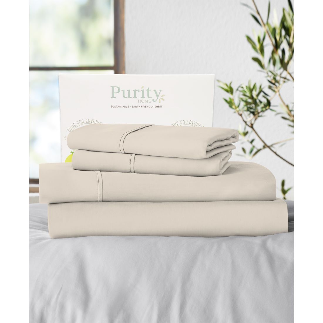 Purity Home 400 Thread Count Cotton Percale 4-Pc. Sheet Set, Full