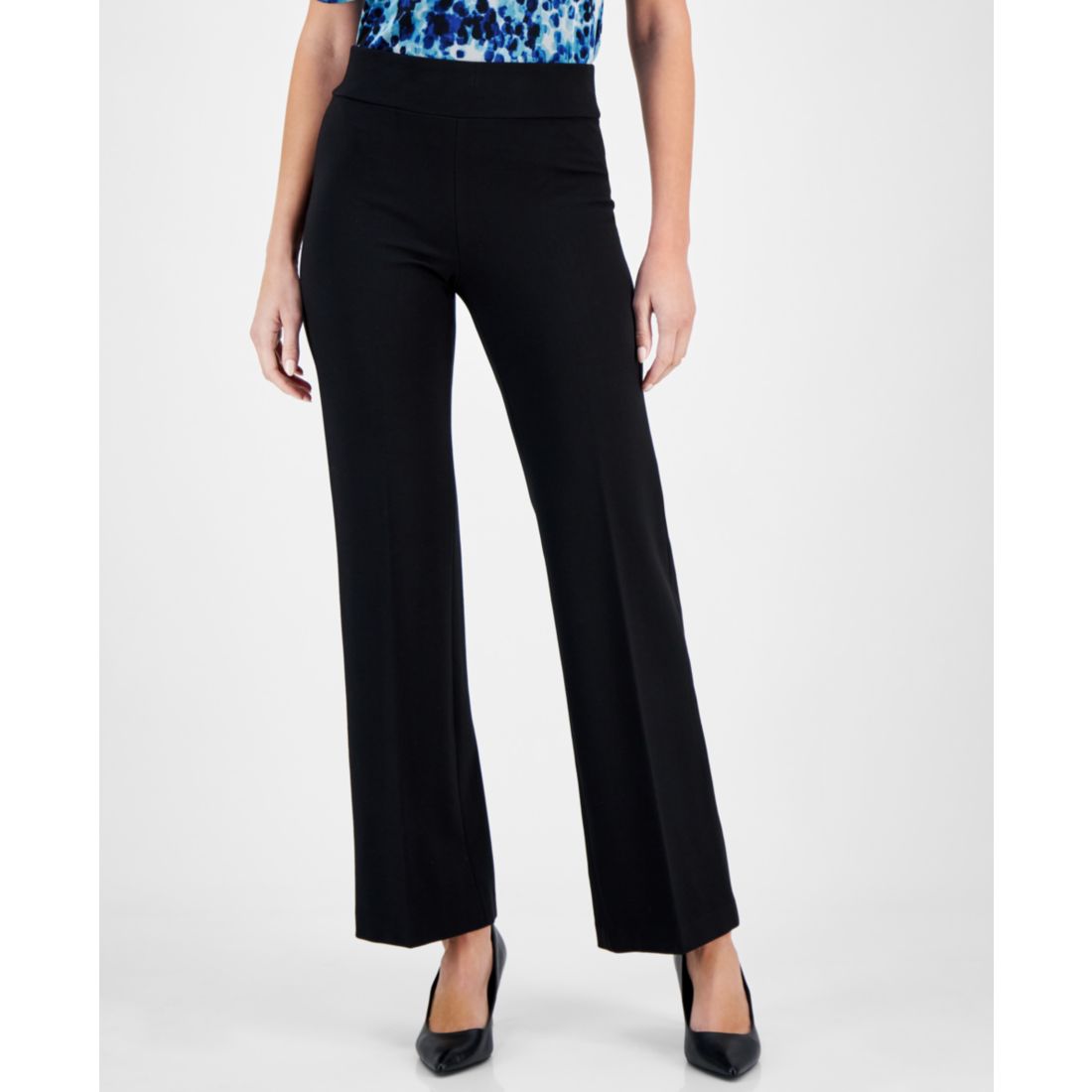 Anne Klein Petite High-Rise Pull-On Knit Trousers