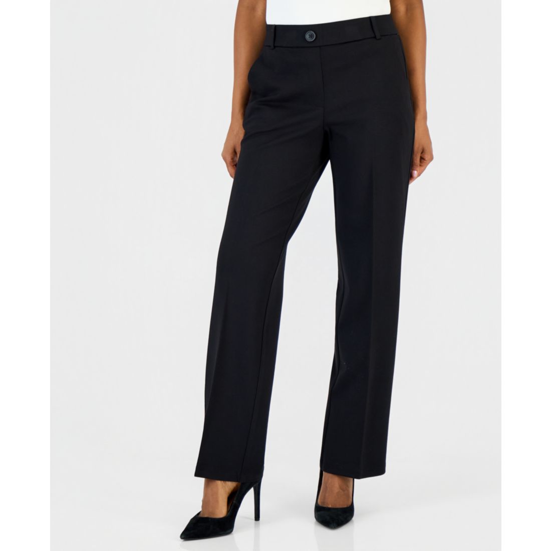 Kasper Women's Mid-Rise Pull-On Straight-Leg Pants, Regular & Petite