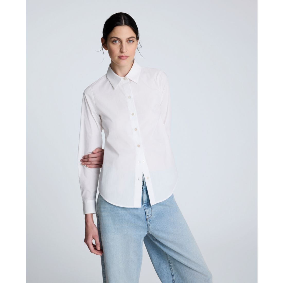 Kenneth Cole Women's Solid Poplin Button Front Shirt