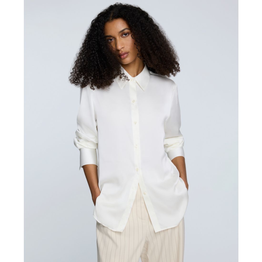 Kenneth Cole Women's Button-Front Satin Shirt