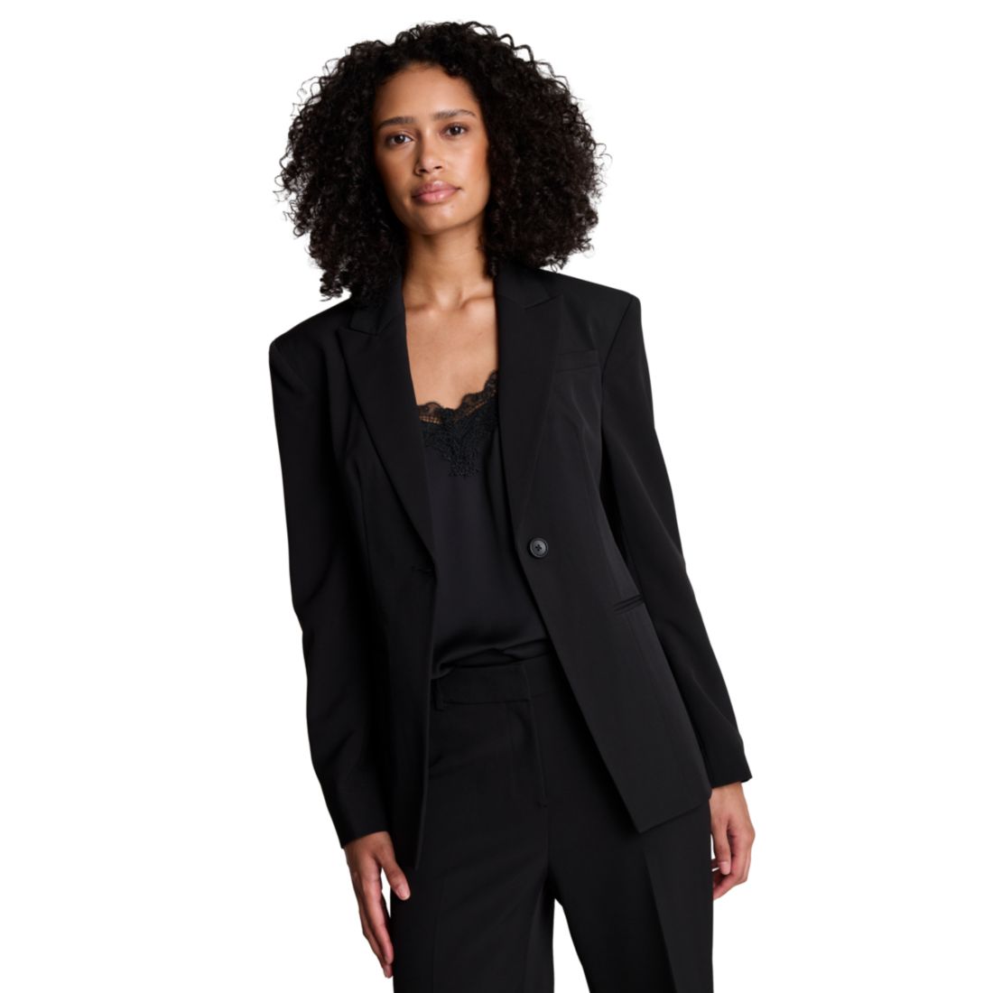 Kenneth Cole Women's Luxe Stretch Twill One-Button Blazer