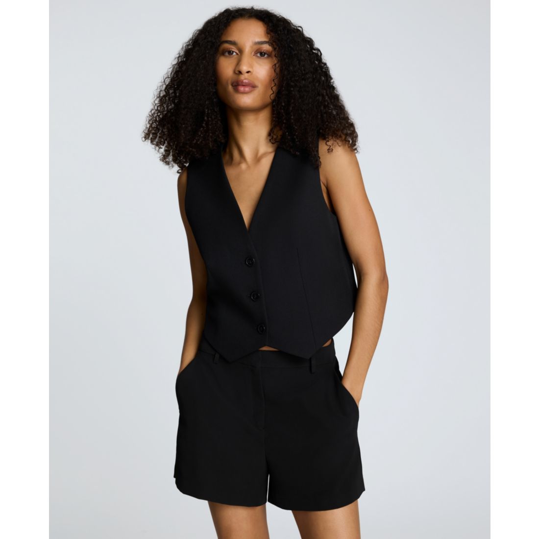 Kenneth Cole Women's Luxe Twill Three-Button Vest