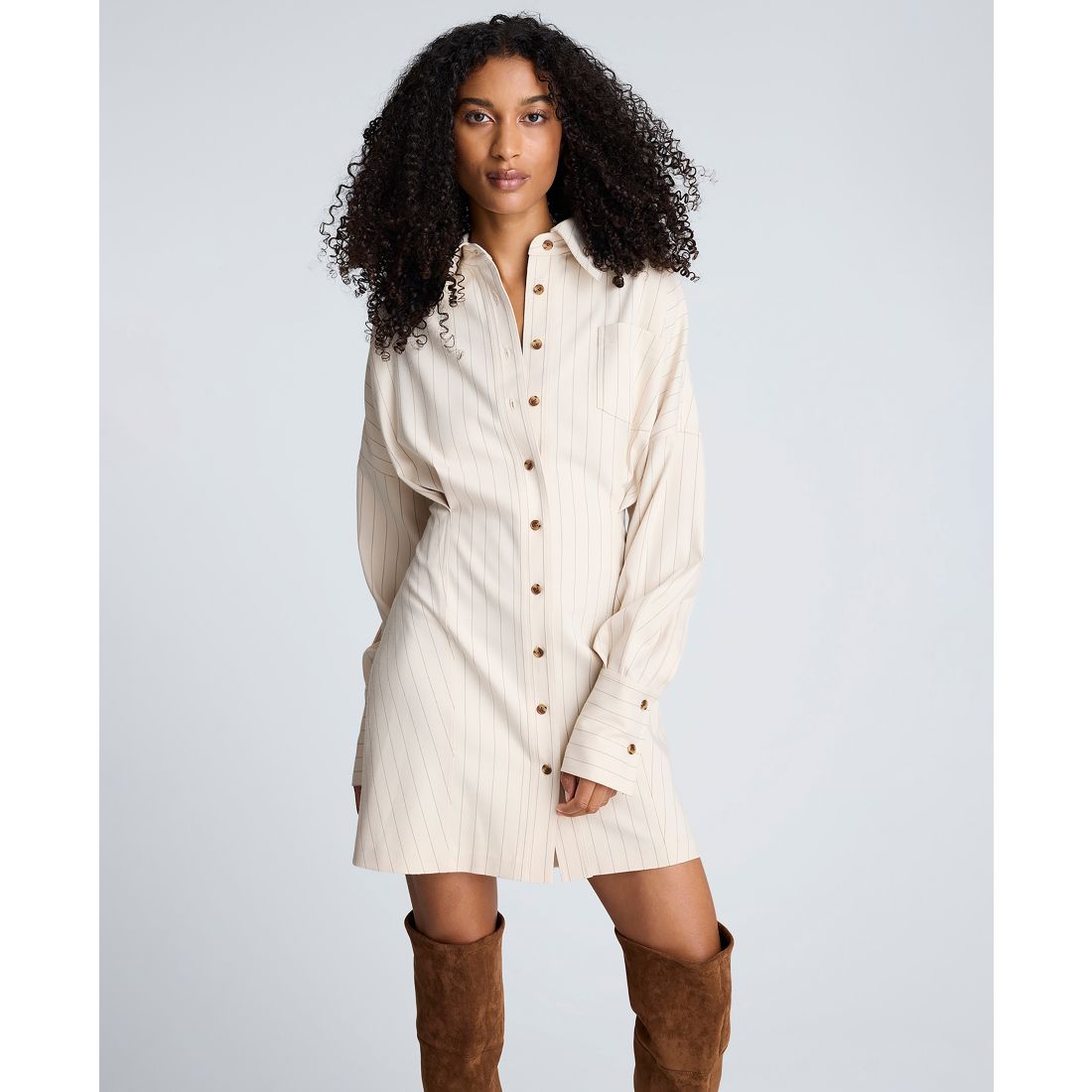 Macy*s Kenneth Cole Women's Long-Sleeve Striped Shirt Dress available now  at Burlington Mall