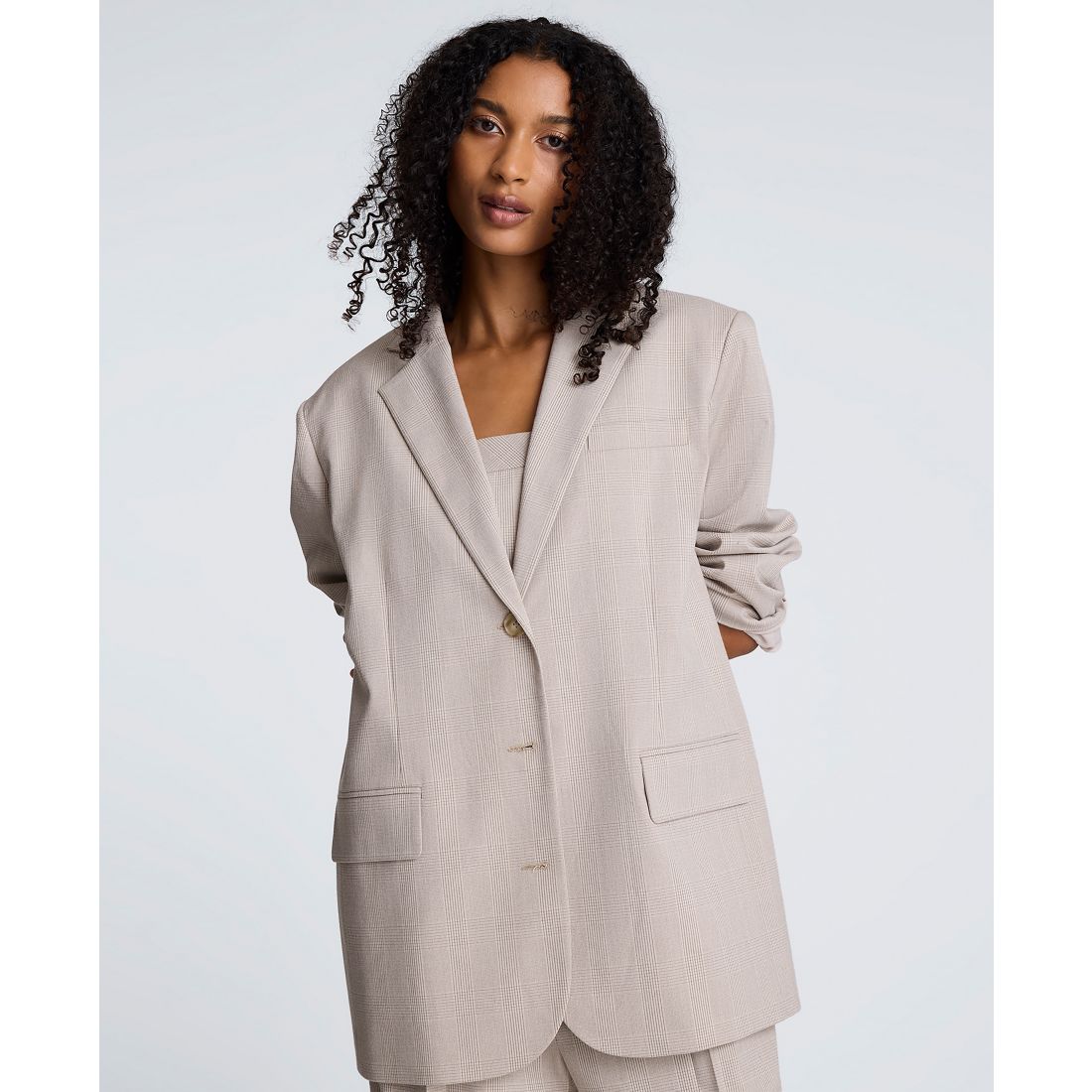 Kenneth Cole Women's 3-Button Plaid Jacket