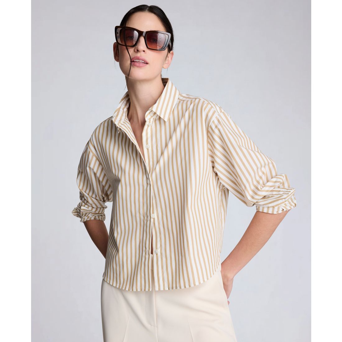 Kenneth Cole Women's Button-Front Cropped Shirt