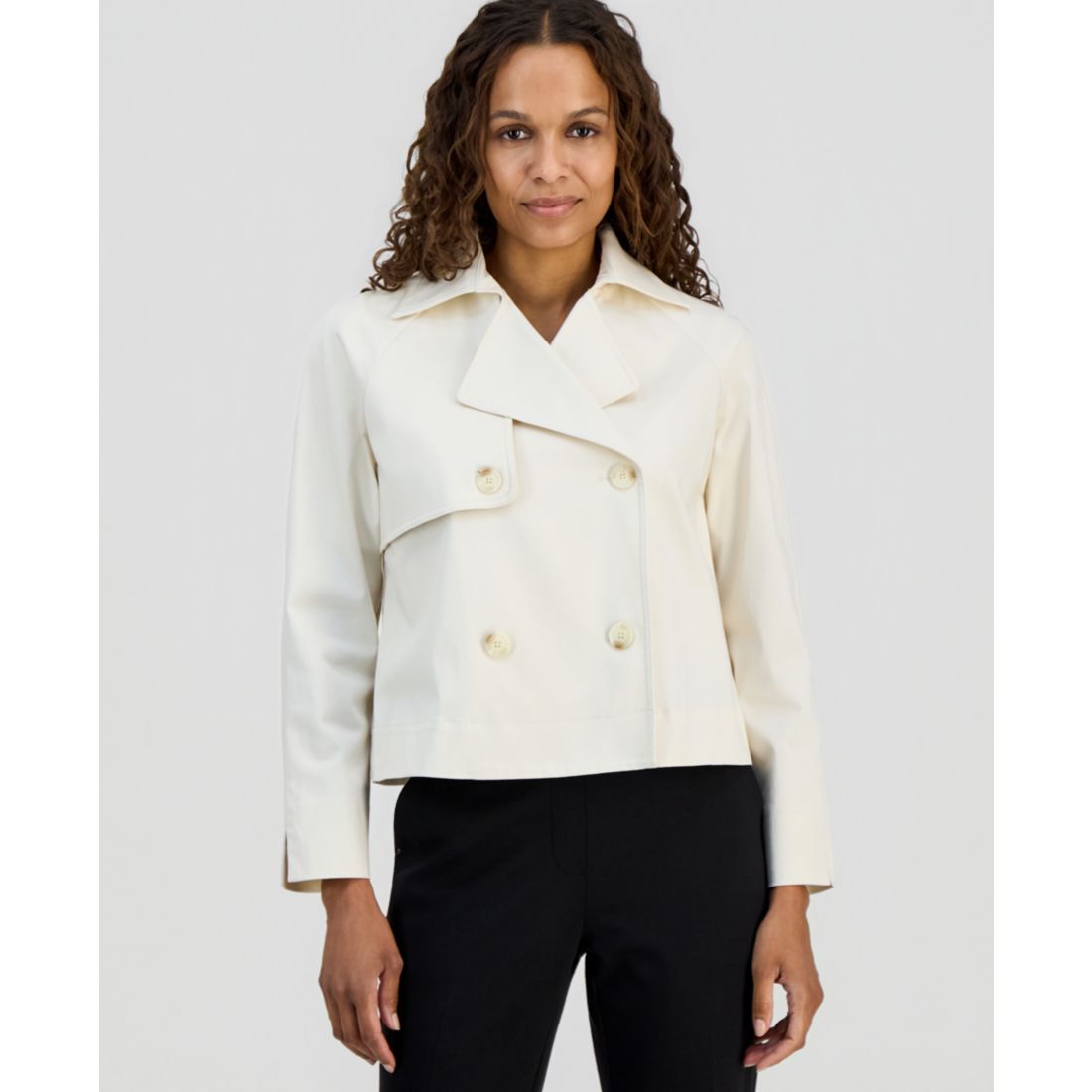 Anne Klein Essentials Petite Cropped Trench Jacket