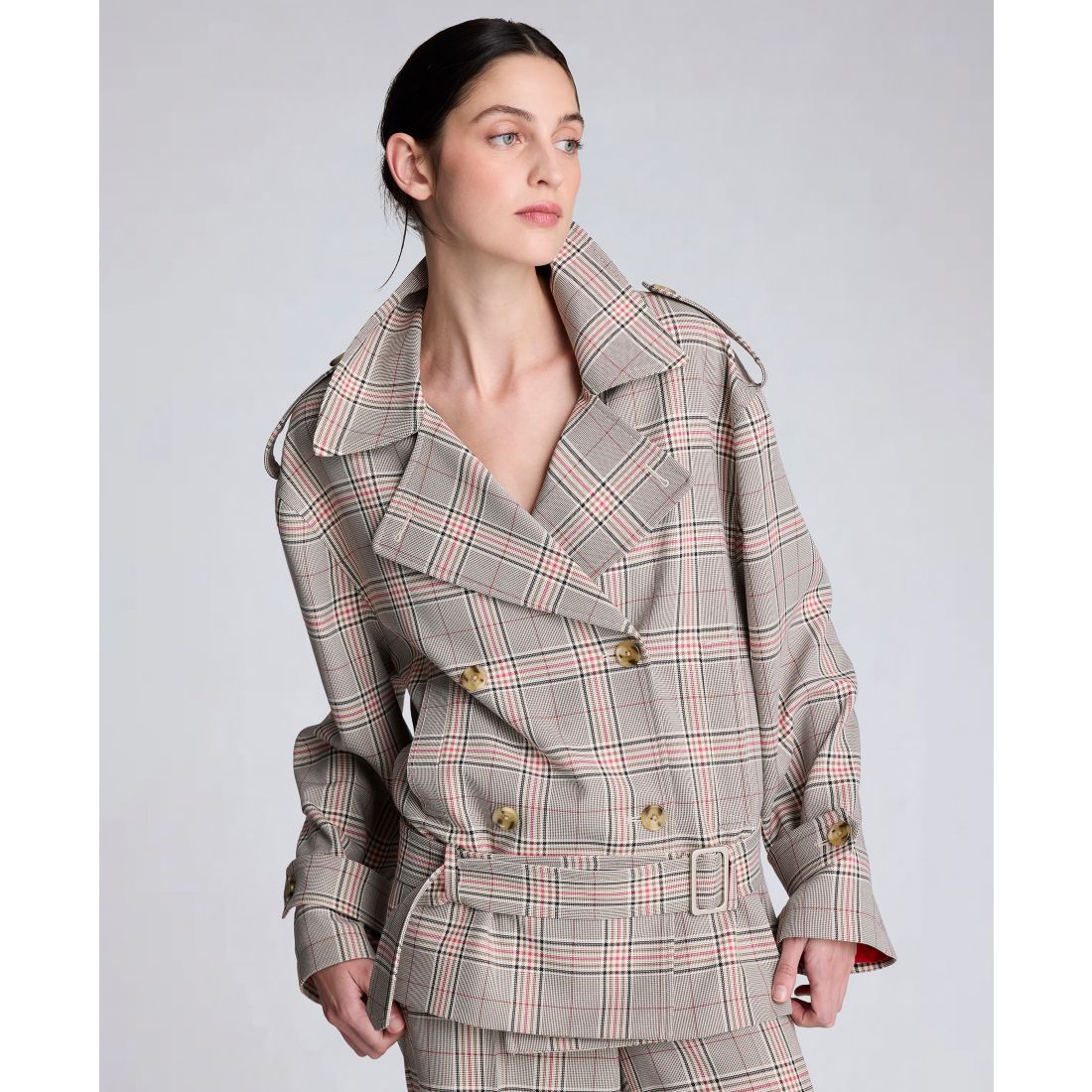 Kenneth Cole Women's Button Front Drop Wait Belted Trench Jacket