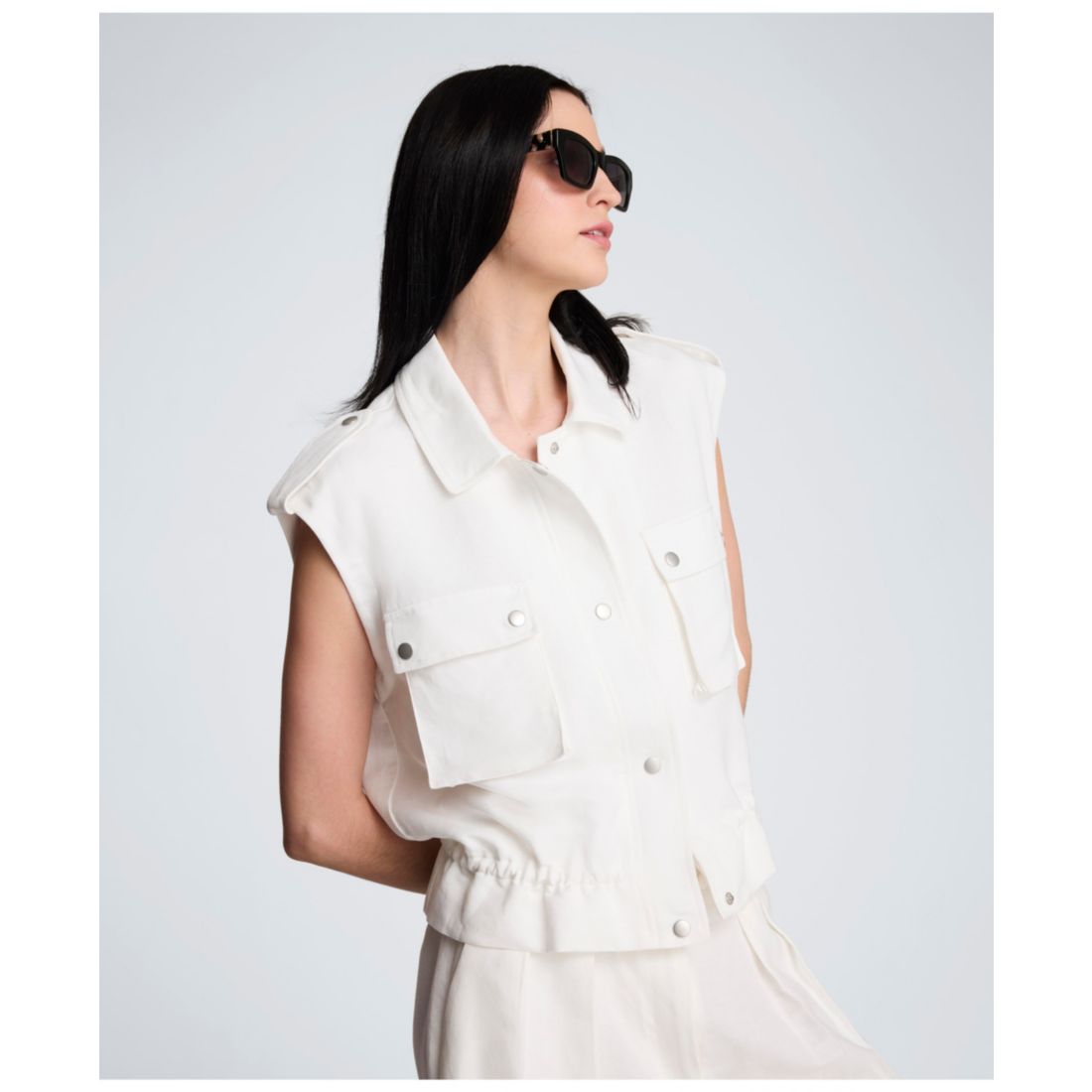Kenneth Cole Kenneth Women's Cole Collared Patch Pockets Vest