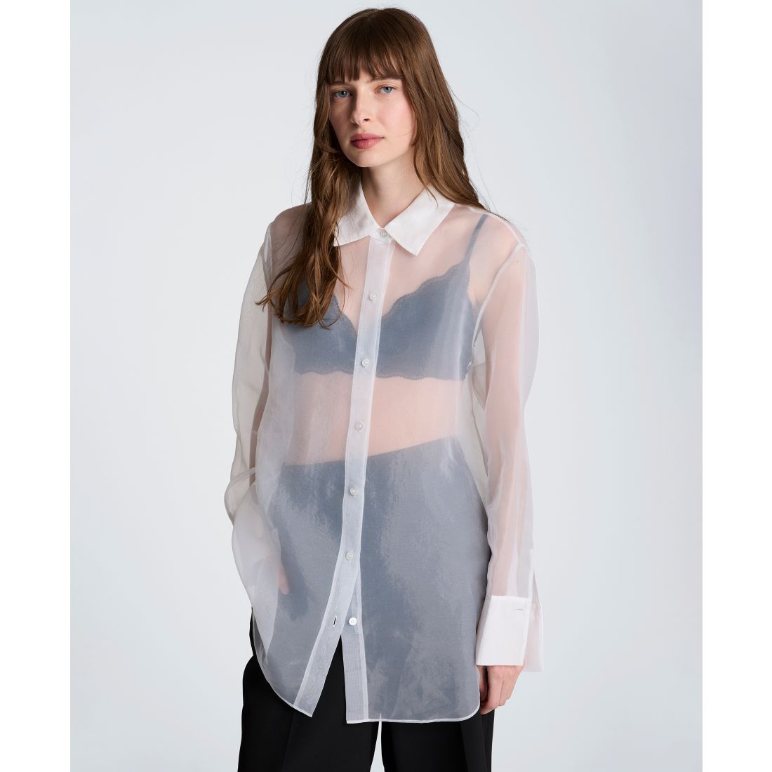Kenneth Cole Women's Oversized Collared Tunic Shirt