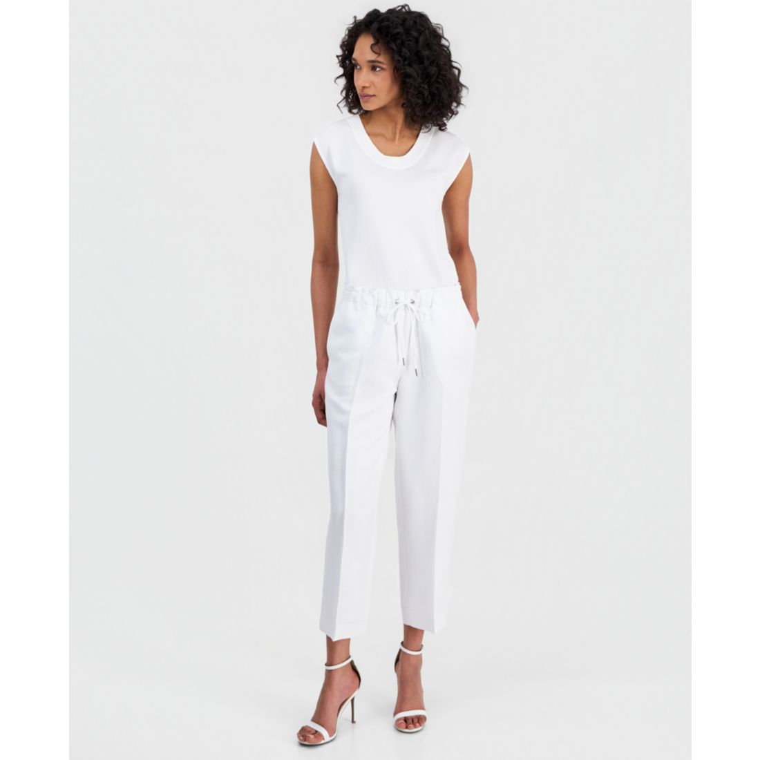 Anne Klein Women's Drawstring Linen-Blend Pants