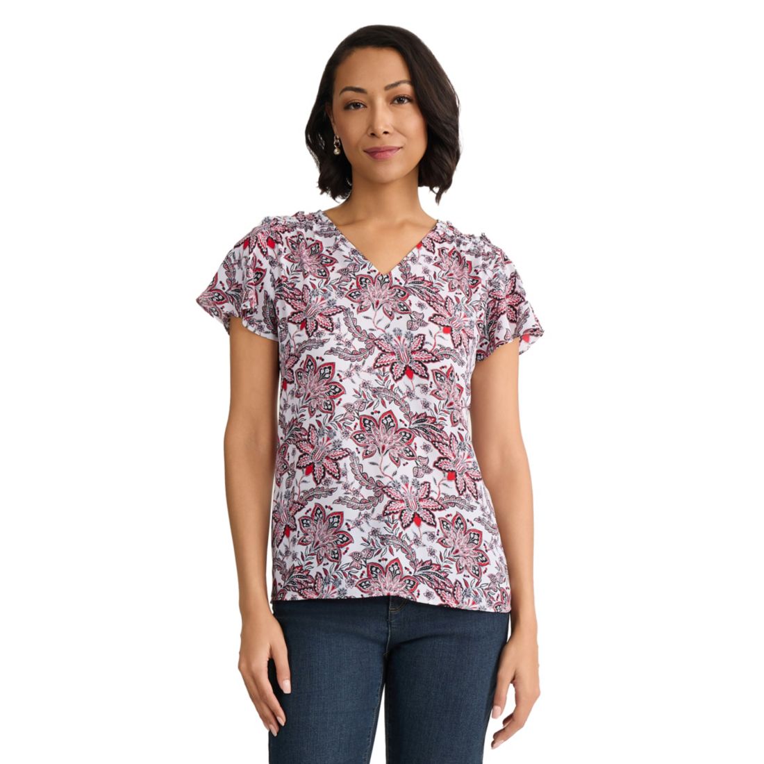 Jones New York Petite V-Neck Pull-On Top