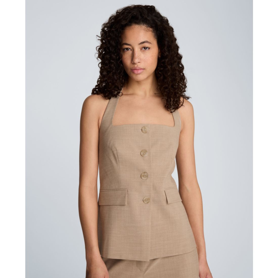 Kenneth Cole Women's Four-Button Halter Neck Vest