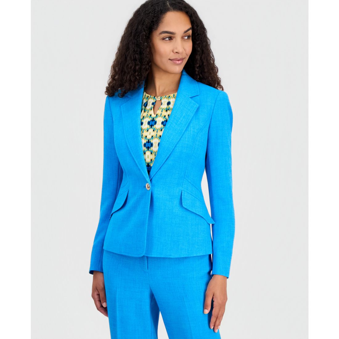 Kasper Women's Textured Notched-Collar One-Button Blazer