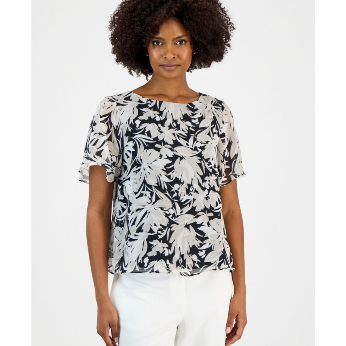 Kasper Women's Printed Short-Sleeve Top