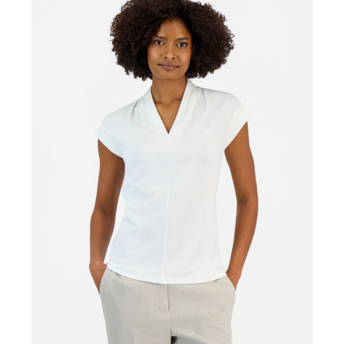 Kasper Petite V-Neck Pull-On Blouse