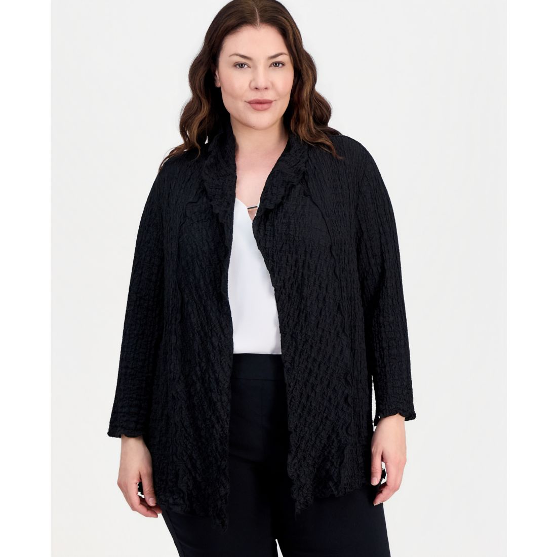 Kasper Plus Size Textured Open-Front Jacket