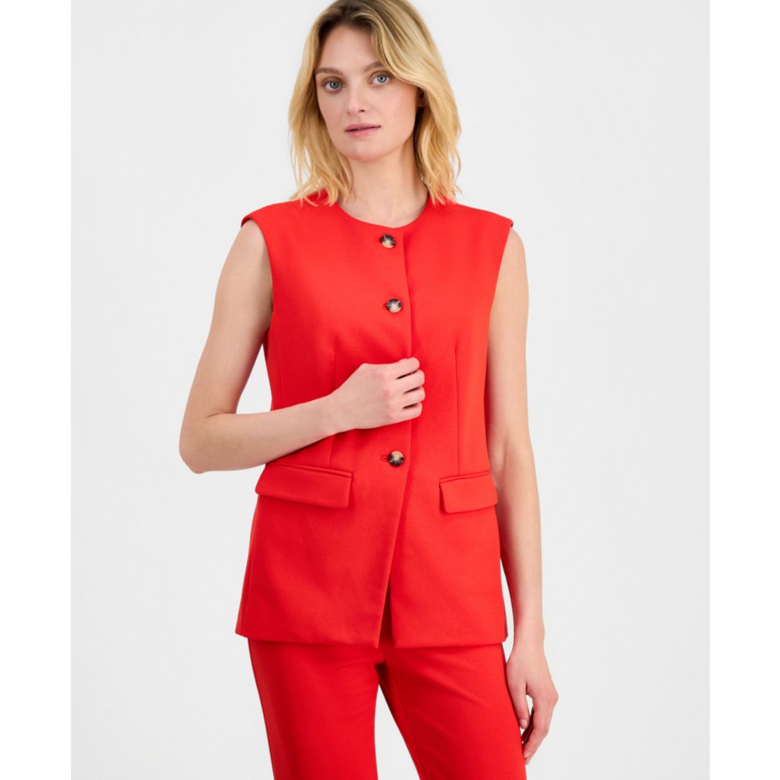 Anne Klein Women's Crewneck Button-Front Vest