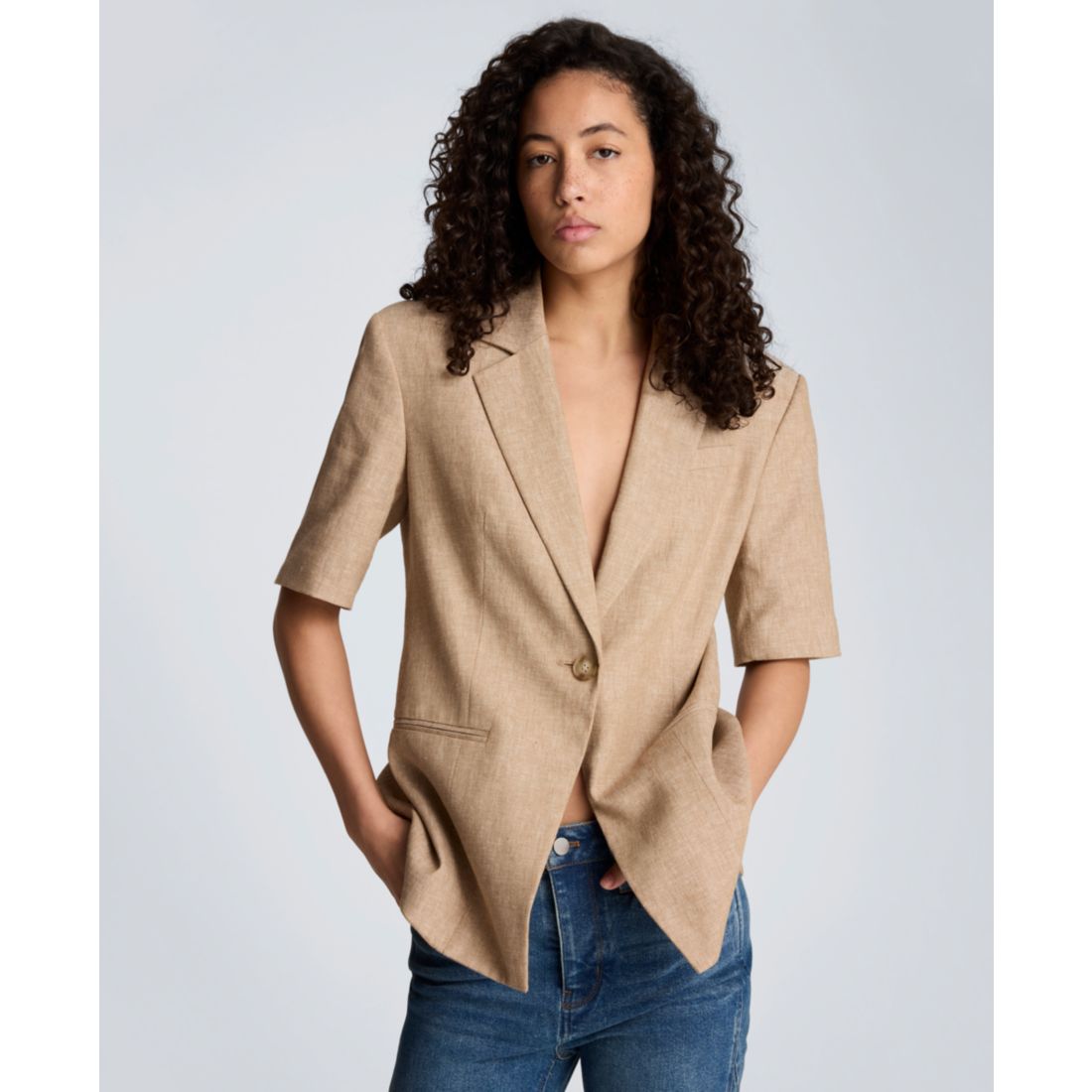 Kenneth Cole Women's Short-Sleeve Button Front Jacket