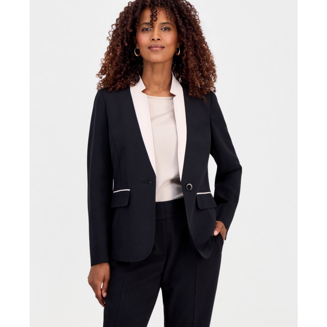 Kasper Women's One-Button Inverted-Collar Blazer