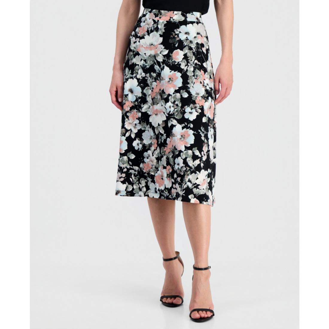 Kasper Women's Pull-On A-Line Midi Skirt