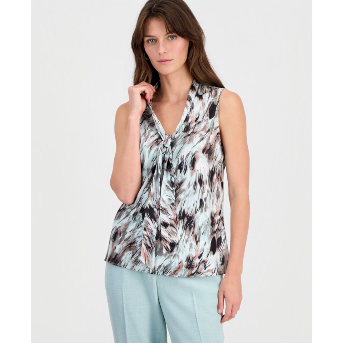 Kasper Women's Sleeveless Tie-Front Top