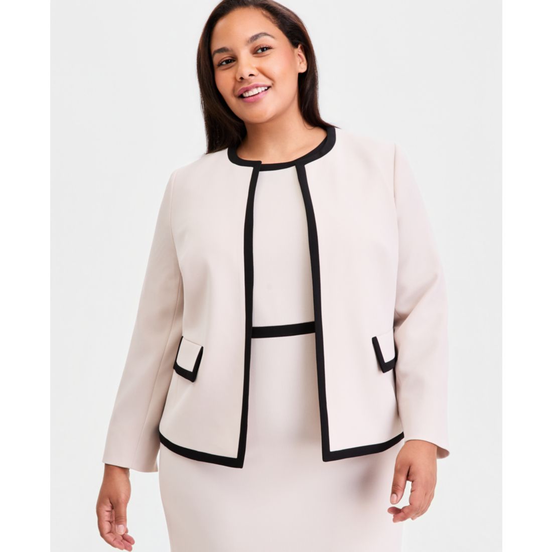 Kasper Plus Size Colorblocked Cardigan Jacket