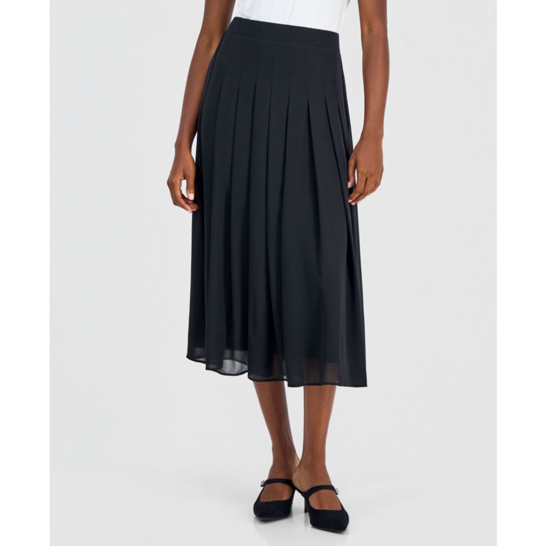 Kasper Women's Pull-On Pleat-Front Midi Skirt