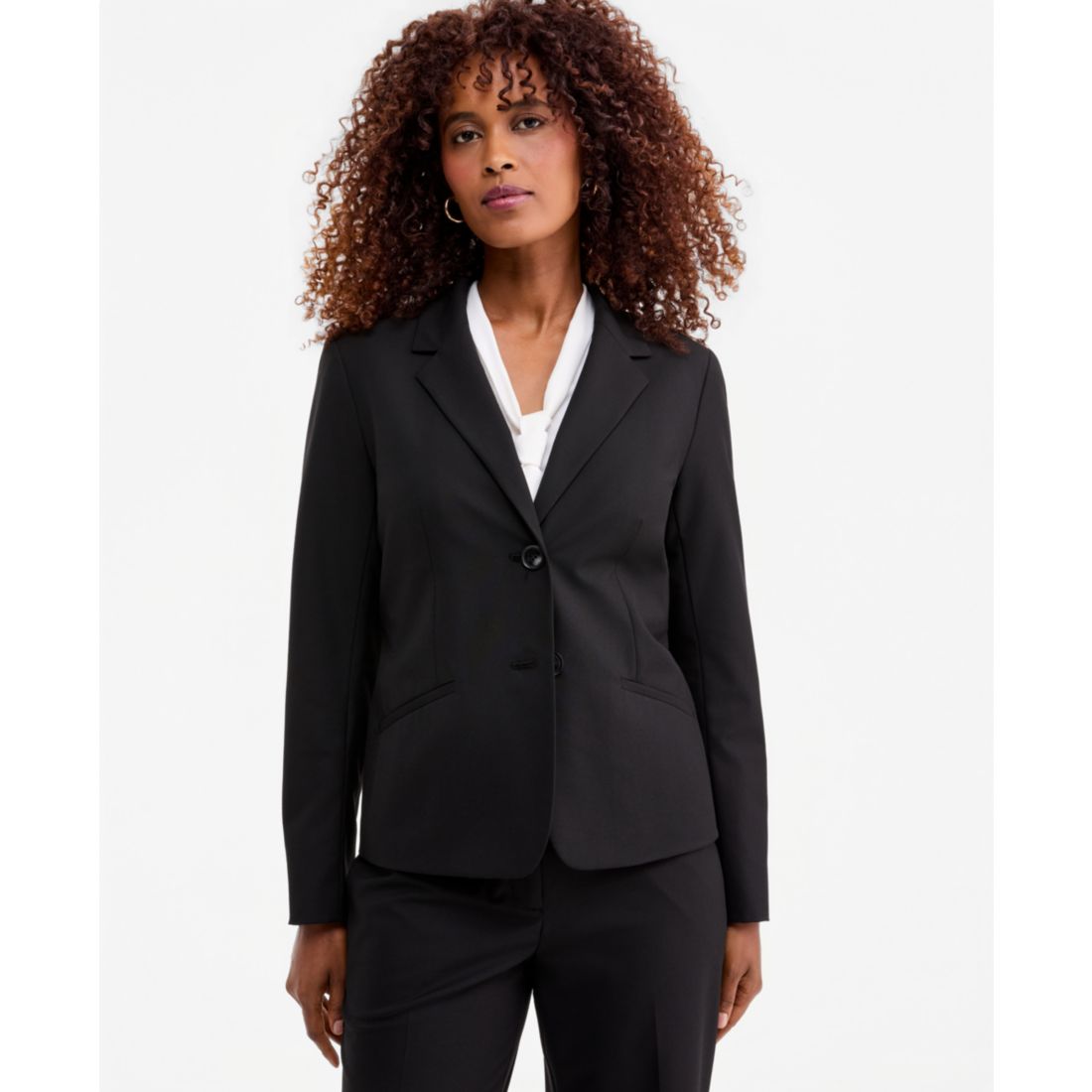 Kasper Women's Machine Washable Two-Button Blazer, Regular & Petite