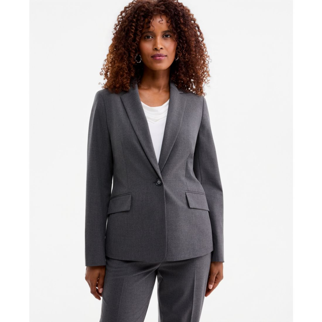 Kasper Women's Machine Washable One-Button Blazer, Regular & Petite
