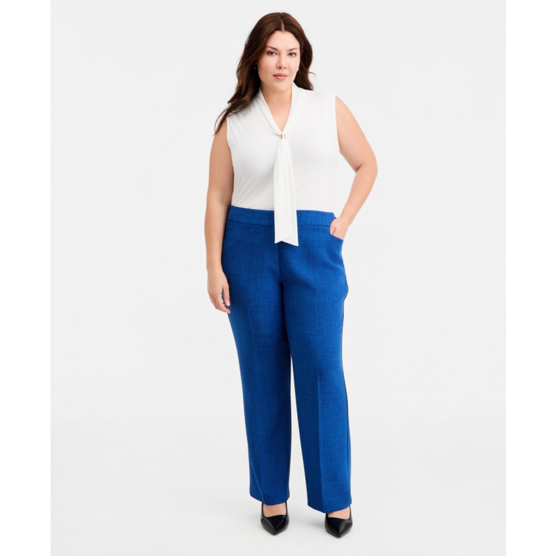 Kasper Plus Size L-Pocket Straight Pants
