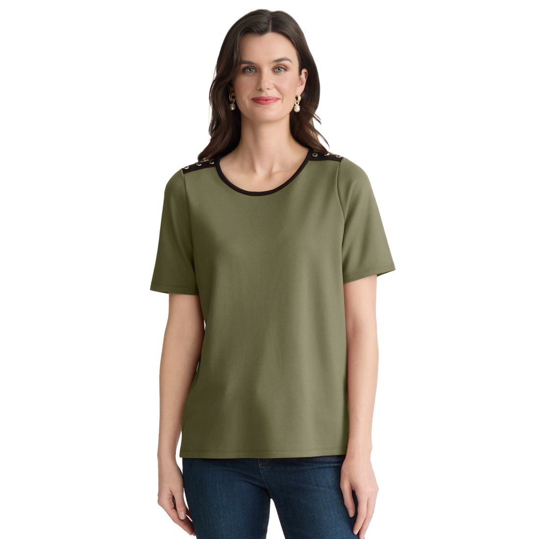 Jones New York Petite Drop Shoulder Top