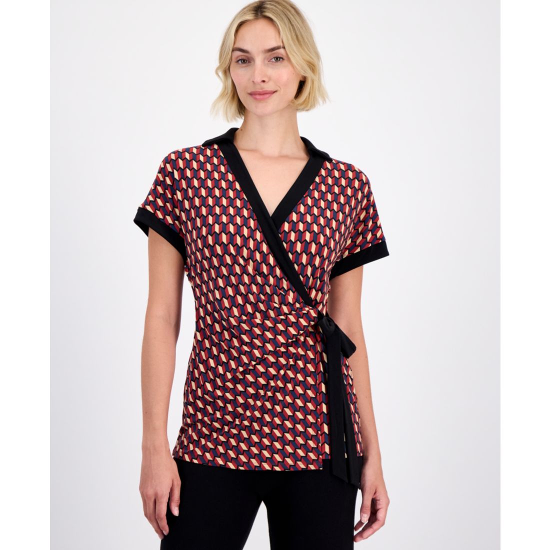 Anne Klein Women's Collared Wrap Top
