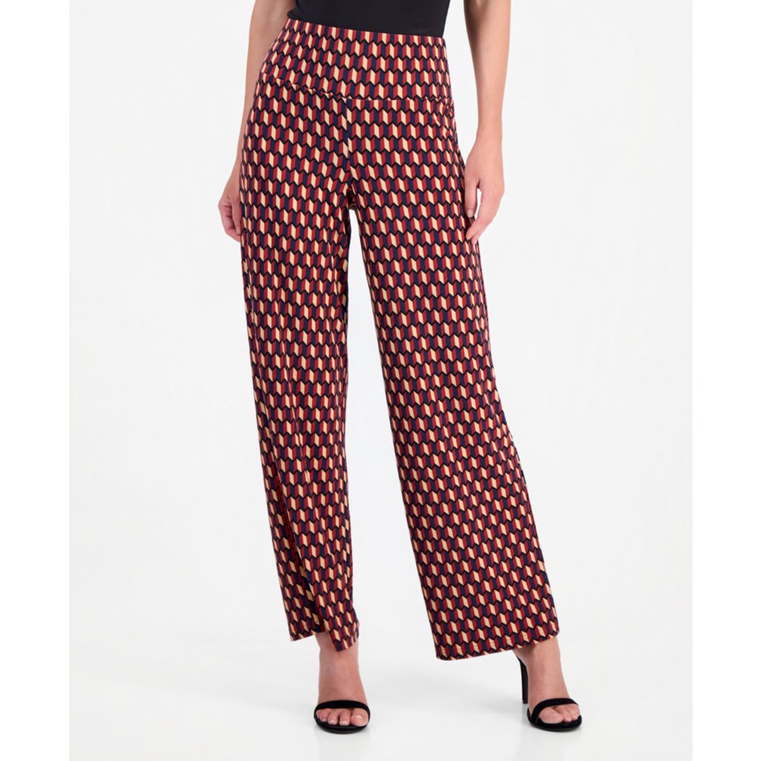 Anne Klein Women's Printed High Rise Pull-On Pants, Regular & Petite
