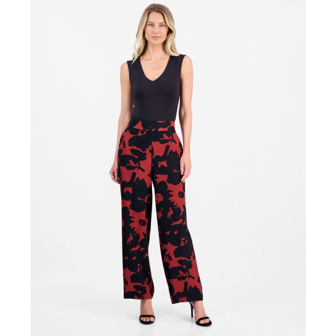 Anne Klein Women's Printed High Rise Pull-On Pants