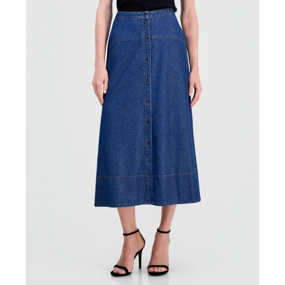 Anne Klein Women's Button-Front Denim Midi Skirt