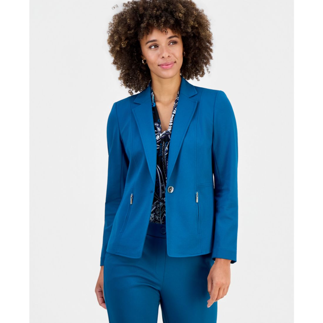 Kasper Women's One-Button Notch Collar Blazer