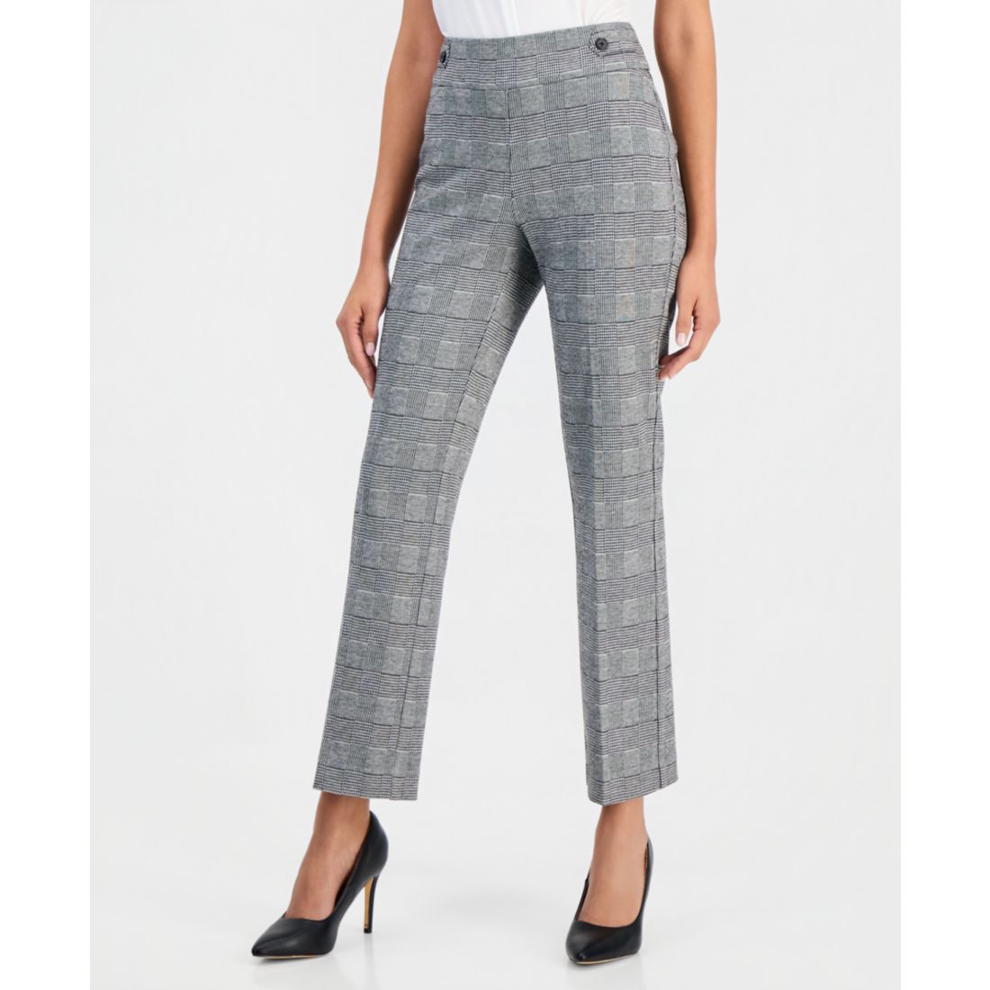 Anne Klein Essentials Petite Plaid Pull-On Pants