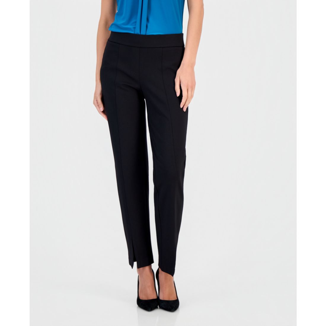Kasper Women's Audrey Pull-On Straight-Leg Ankle Compression Pants