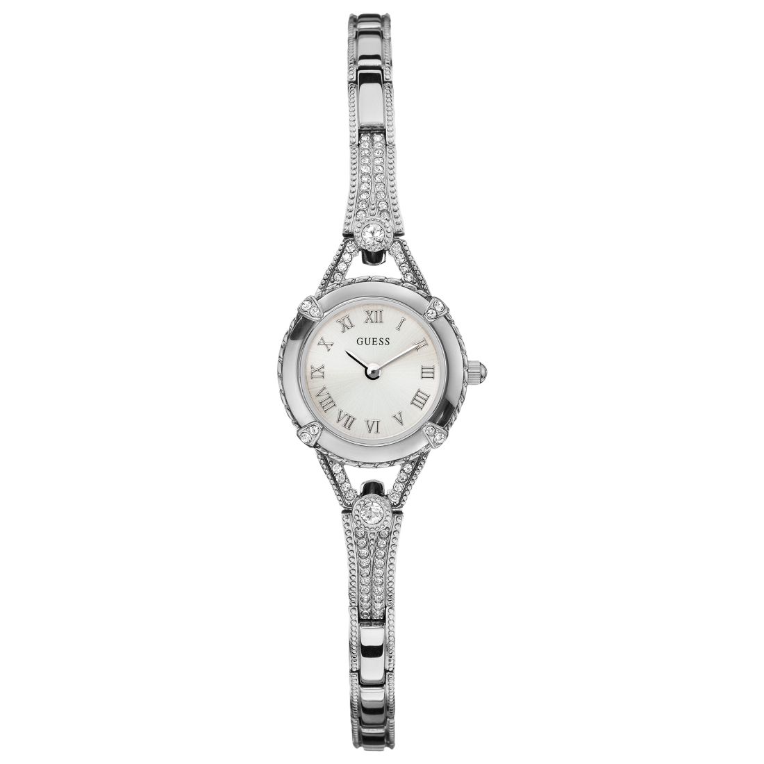 GUESS Petite Silver-Tone Crystal Bracelet Watch, Roman Numerals, 22mm Quartz GUESS Women main image 2
