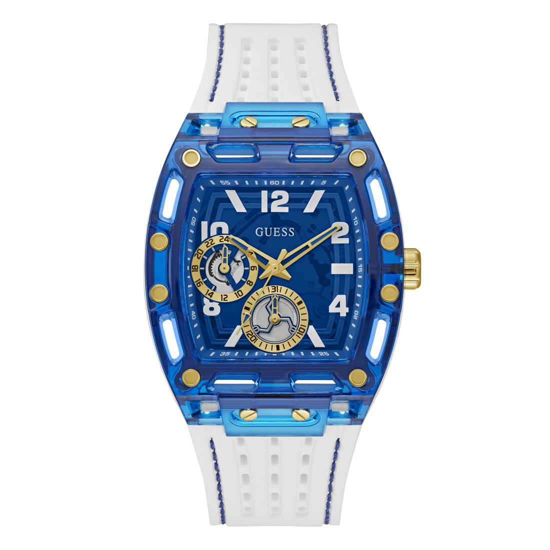 Guess Men's Multi-Function White Silicone Watch, 44mm