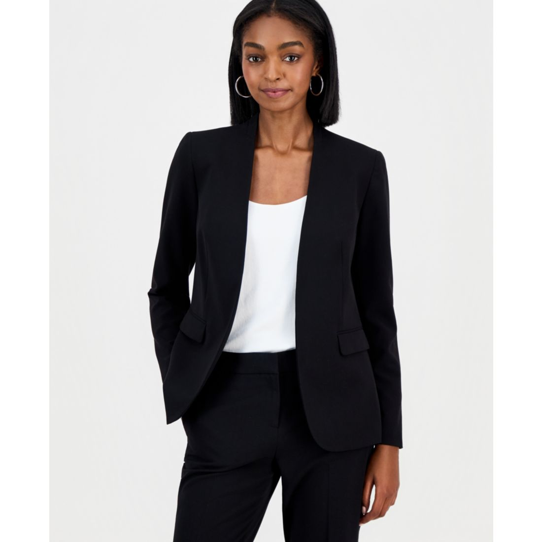 Bar Iii Women's Collarless Open-Front Bi-Stretch Blazer, Created for Macy's