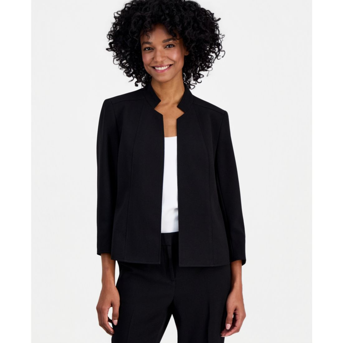 Anne Klein Star-Collar Open-Front Blazer
