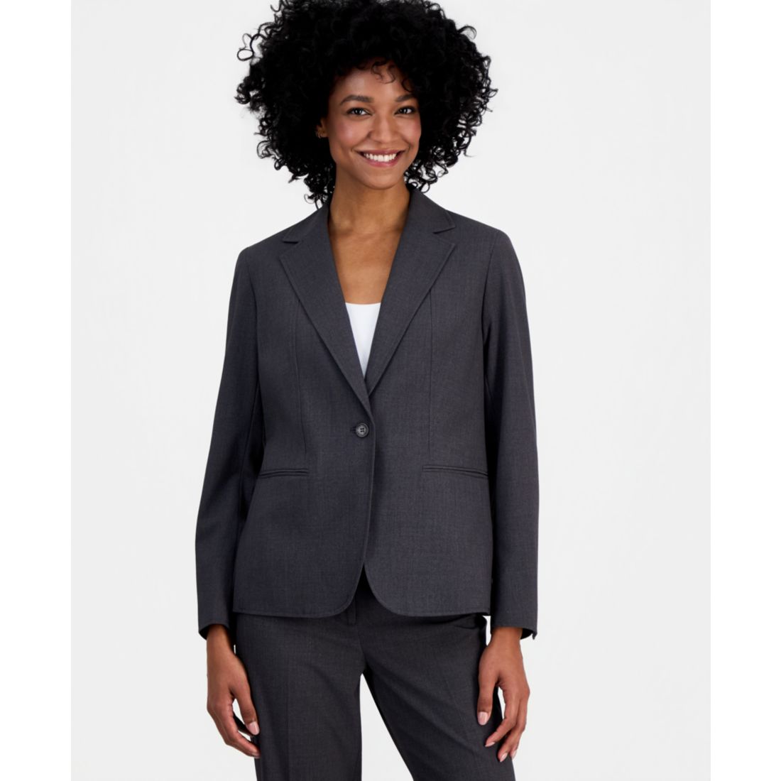 Anne Klein Single-Button Notched-Lapel Blazer