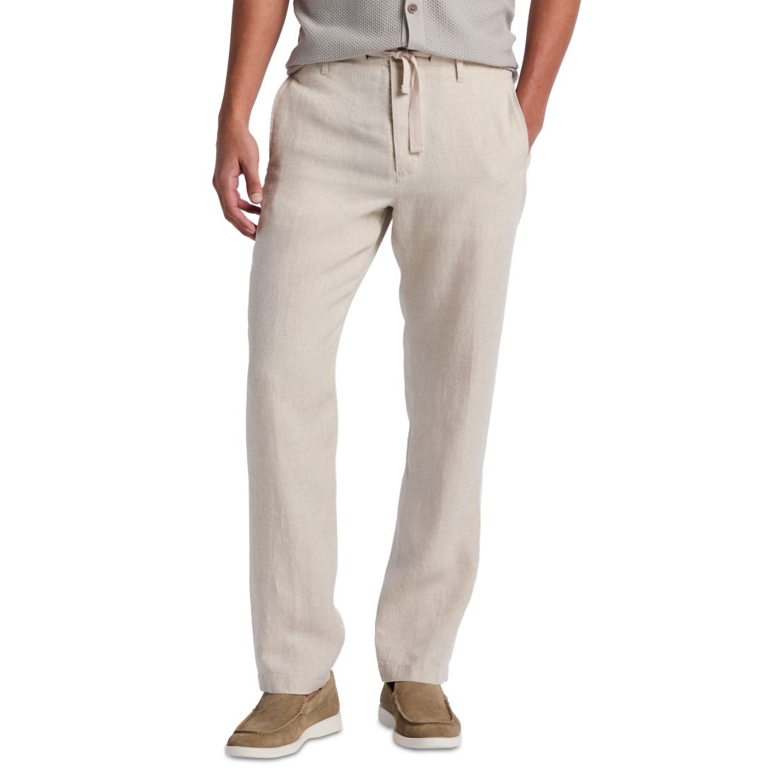 Perry Ellis Men's Regular-Fit 100% Linen Drawstring Pants