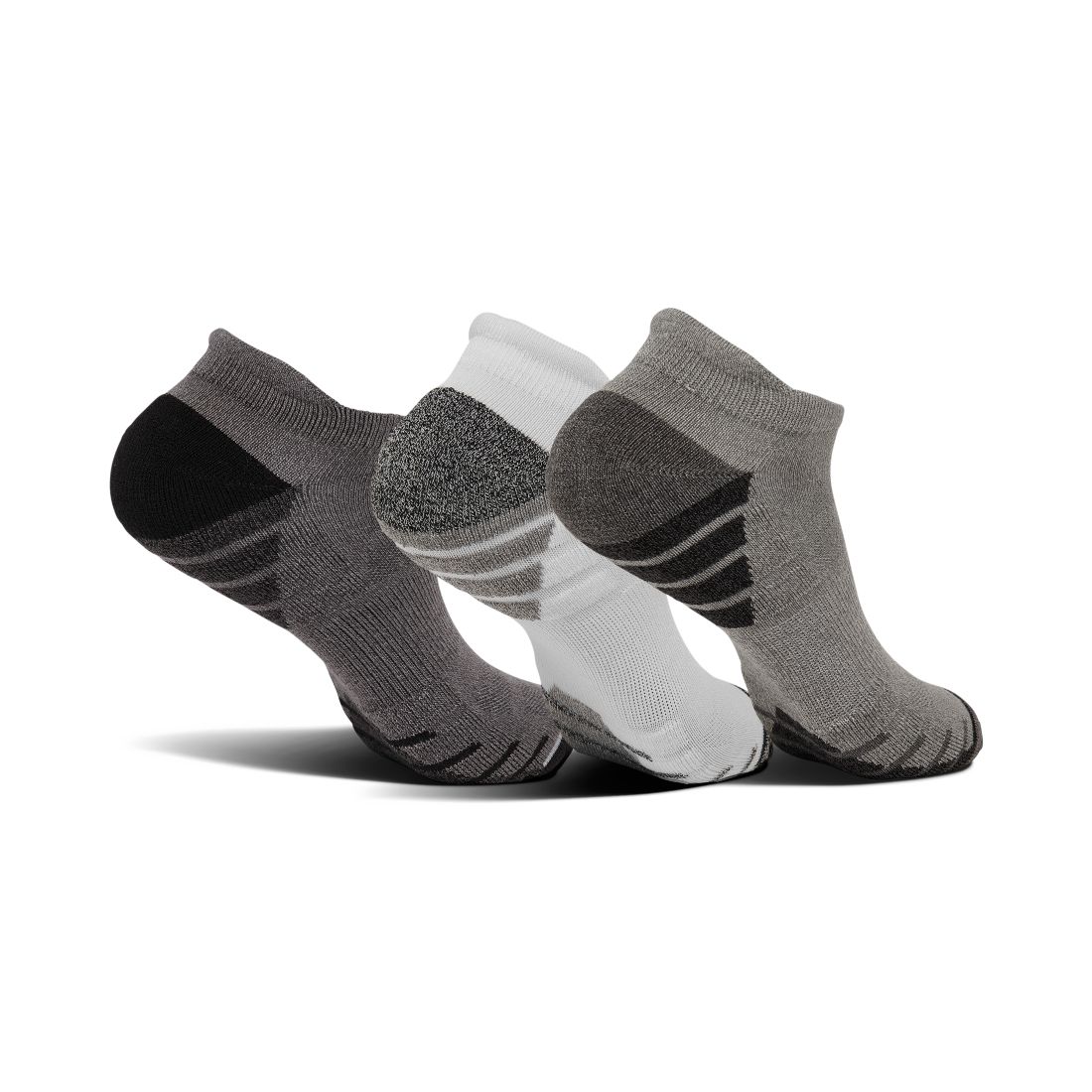 Sof Sole Men's 3-Pack Performance Sprinter Stripe No-Show Socks from Finish Line - Black, White, Gray