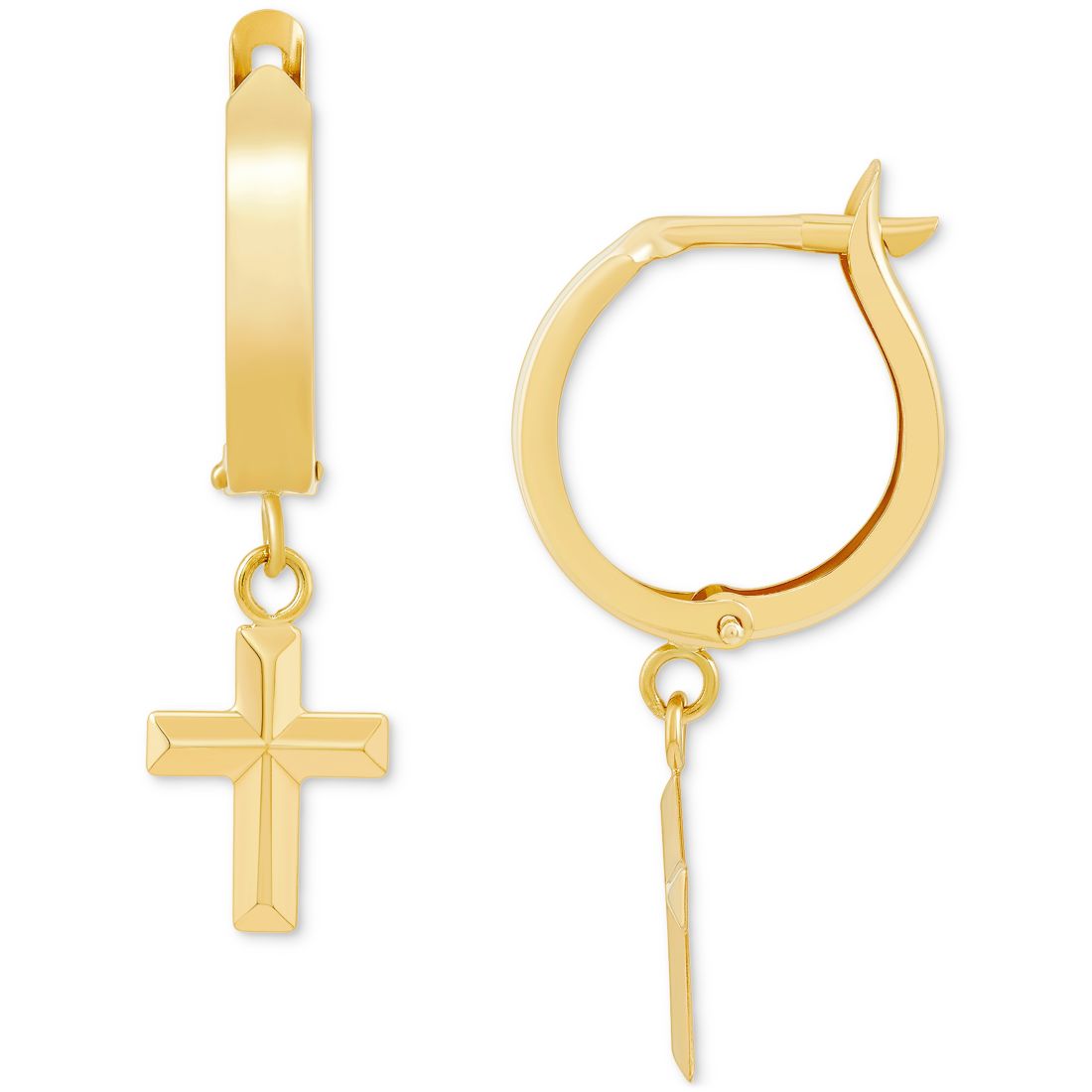 Macy's Cross Dangle Hoop Earrings in 10k Gold
