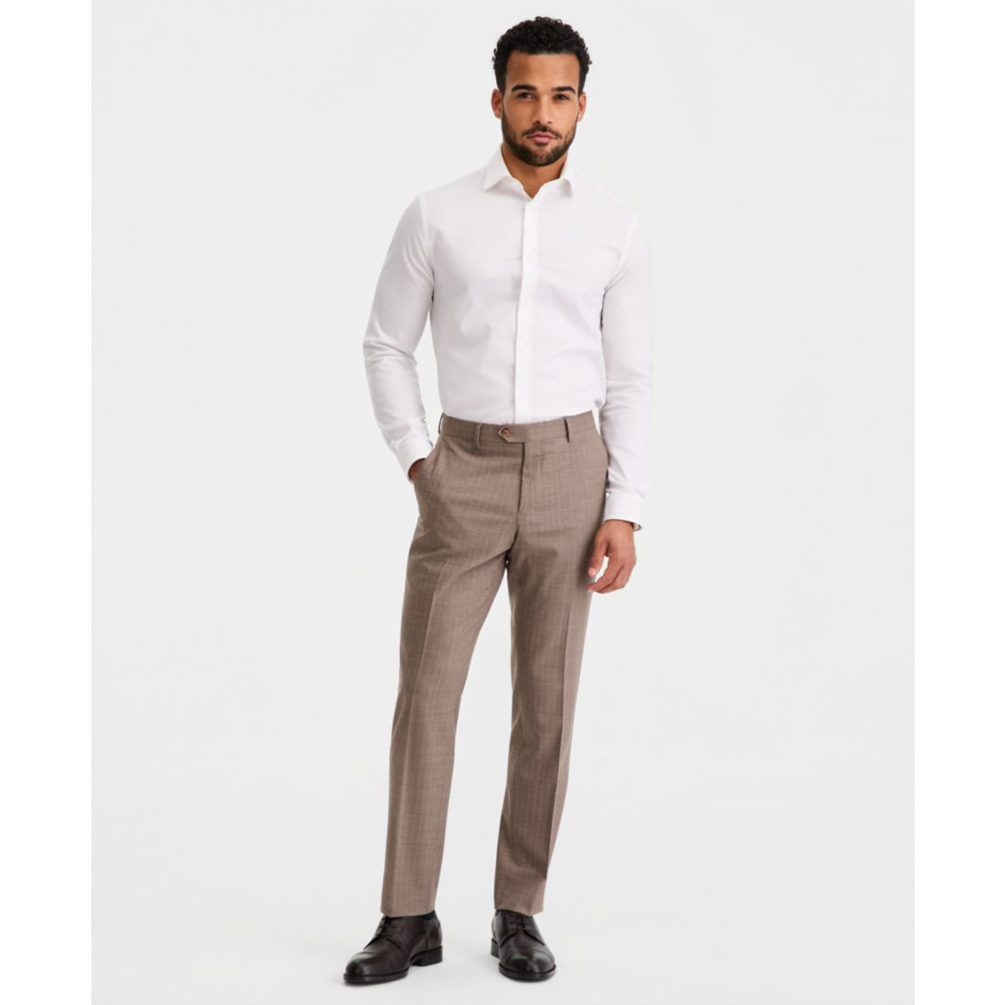 Ted Baker Ted by Ted Baker Men's Modern-Fit Wool-Blend Tan Pinstripe Suit Separate Pants